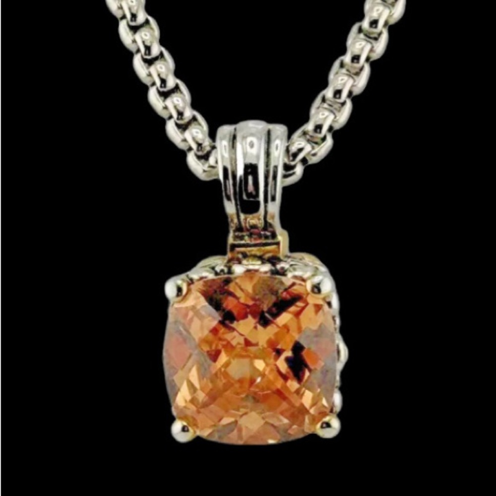 PDI Precious Designs Inc Checkerboard Citrine Gemstone signed Pendant